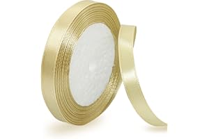 AHOMAME Gold Satin Ribbon 10mm, 23 Meters Solid Colors Fabric Ribbon for Crafting, Gift Wrapping, Balloons, DIY Sewing Project, Hair Bows and Cake Decoration