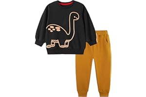 TCWWBB Jungen Bekleidungsset Kleinkinder Langarm Sweatshirt und Hose Dinosaurier Tier Raum Winter Herbst 2-teiliges Baumwolle Outfits Set 1-7 Jahre 92 98 104 110 116 122