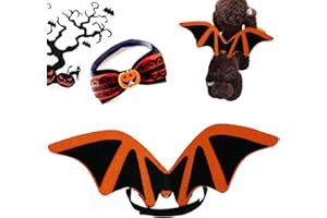 Tuofang Alas de murciélago de Mascota de Halloween, Disfraz de Murciélago para Gatos, con Pajarita para Mascotas, Ajustable Ropa de Murciélago del Mascotas, Apto para Cachorros y Gatitos Cosplay (A)