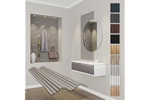 HEXIM Akustikpaneele 118x60cm Holz Comfort - flexible Holzpaneele Platten Lamellenwand MDF Wandpaneele Lamellenverkleidung Wandverkleidung schalldämmend (0.71m² Sandgrey)