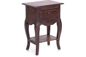 DESIGN DELIGHTS Vintage TELEFONTISCH Napoleon | 64x45x34cm (HxBxT), Altholz | Beistelltisch mit Schublade | Farbe: 02 Hellbraun