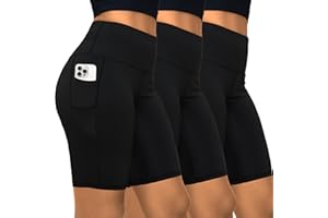 HOPLYNN 1/3er Pack Gym Shorts Damen Kurze Hose Sporthose High Wasit Radlerhose mit Taschen Laufshorts Fitness