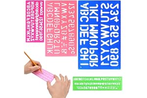 BSGZCM 4 Pcs Stencil Set Alphabet Letter, Stencils Letters Set, Letter Stencil Calligraphy Stencil, Artistic Drafting Templates, for Kids Drawing Stencil Painting Learning DIY 4 Colours with 4 Size
