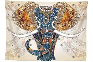SHTGOI Arazzo da parete blu con elefante sul davanti, stile indiano, vintage, da appendere, a soffitto, con motivo bohémien, tovaglia per camera da letto, soggiorno, 150 x 100 cm, 1#