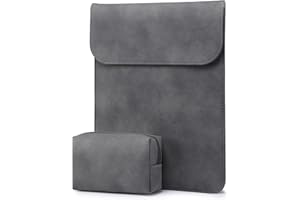 HYZUO 15-16 Inch Laptop Sleeve for MacBook Pro 16 M4/M3/M2/M1 A3403 A3186 A2991 A2780 2025-2019, MacBook Pro 15 2015-2012 A1398, XPS 15, Faux Suede Leather Case with Accessory Bag, Space Grey