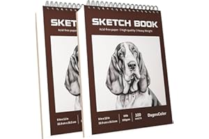 DagouColor 100 Pages Reliure Spirale Carnet de Dessin Sketch Book, Cahier de Croquis Papier sans Acide, pour Enfant et Adultes D'artiste, 100gsm, 22.9CM X 30.5CM（Pack of 2）