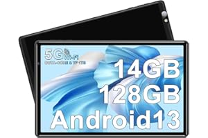 FACETEL Tablet 10 Pollici Tablet Android 13 Tablets PC con 2.4G + 5G WiFi, Octa-Core 2.0 Ghz | 14GB + 128GB TF 1TB | 8000mAh | IPS FHD | Doppia Fotocamera | Bluetooth 5.0, Tablet con Custodia - Nero