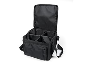 PUZILOZA leichte Tasche Schwarz mit 4 Quadrate leicht zu tragende Tragetasche mit glatter Reißverschluss für 4er LED Par Scheinwerfer