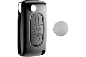 Jongo® CE0536 Fjärrnyckelskal Komplett Kit + Batteri CR1620 – Utan nyckelblad – Kompatibel med Peugeot 207 307 Partner Citroën Berlingo C5 – 3 knappar baklucka