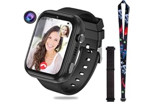OKYUK 4G Smartwatch für Kinder, GPS-Tracker, mehrere Desktop-Stile zur Auswahl, Zwei-Wege-Anrufe, Bildkompetenz, SOS, WLAN, wasserdichter Touchscreen für 4–12 Jungen und Mädchen (T45 Schwarz)