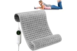 Manta Electrica Lumbar OCSOSO - 30 x 60cm Almohadilla Eléctrica para Alivia Dolores Cervical, Espalda, Cuello, Lumbares y Musculares, Pequeña Mantas Termica Electricas, Almohadilla Eléctrica Gris