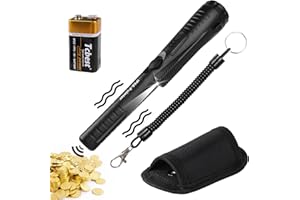 PIYMNYS Metal Detector Pinpointer, Metal Detectors for Adults Kids, IP68 Fully Waterproof and 360°Detection Handheld Metal Detecting Accessories with LED and Holster, Gold Panning Kit with 9V Battery (Black)