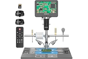 Andonstar AD246S-M Plus 7'' HDMI Soldering Digital Microscope for Electronics Repair, 2000x 3 Lens 2160P UHD Video Record, Soldering Microscope Station with Helping Hands, Coin Microscope, 32GB Card