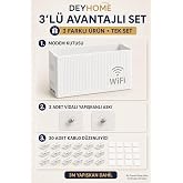 Deyhome 3'l&uuml; Set Modem Gizleme Kutusu | Wi-Fi Router Saklama Kutusu | Pleksi Duvar Tipi Modem Koruyucu + 20 Adet Kablo D&uuml;zenl
