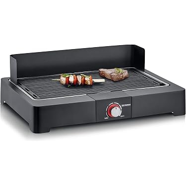 Plancha électrique Intérieur/extérieur Hzexun - Gril Avec 14 Brochettes Tournantes Et Minuterie | Cuisson Sans Fumée
