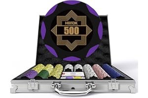 HEITOK Clay Poker Chip Set per Texas Holdem, 500pcs con Denominazioni 14g Professionale Casino Blackjack Set, una custodia di fascia alta con custodia da viaggio in alluminio