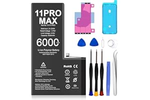 DINOW Akku für iPhone 11 Pro Max, 6000mAh hohe Kapazität 0 Zyklus Ersatzakku Set für 11 Pro Max Kompat mit Modell A2218, A2161, A2220, Lithium-Ionen-Batterie für 11 ProMax mit Reparaturwerkzeugen Kits