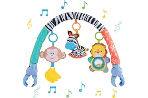 syid Baby Arch Toy Pram - Clip on Cot Activity Bar Musical Sensory Suspension Crib Arch Toy with Rattle Babies Travel Play Arch Pram