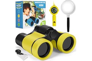 ZINBO Binoculars for Kids, Kids Binoculars toys for 3 4 5 6 7 8 Years Boys and Girls, Set with Magnifying Glass & Compass - Birthday Gifts Outdoor Toy for Kid Ages 3-8 Toddler Camping (yellow)