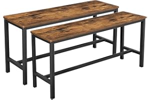 VASAGLE Set di 2 Panche da Tavolo, Panche da Interni, 108 x 32,5 x 50 cm, in Stile Industriale, Struttura Resistente in Metallo, per Cucina Sala da Pranzo Soggiorno, Marrone Vintage e Nero KTB33X