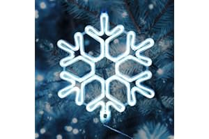 SALCAR Luce al neon a fiocco di neve, luce decorativa a LED da neve da 40 cm per Natale, bassa tensione da 31 V e dotata di cavo di alimentazione da 3 m, neon per interni ed esterni - Bianca