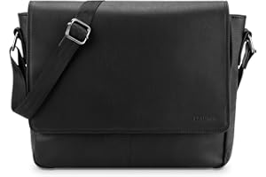 LEABAGS Sac bandoulière pour hommes et femmes | Sac ordinateur portable en cuir véritable 14" | Sac messager avec bandoulière | Sac à main | Sac de travail | Sac de transport