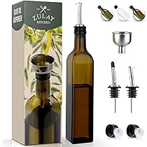 LandHope Lot De 2 Bouteilles D'huile D'olive En Verre Avec Bec Verseur Pour Cuisine Et Barbecue - 250 Ml
