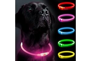 SERDA-RUN Light Up Dog Collar, Dog Collar Lights for The Dark, Flashing Dog Collar Rechargeable, Size-Adjustable Light for Dog Collar with Three Modes(Pink)…