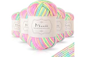 ‎MAXEE Maxee Handstrickgarn, 5x50 g Häkelgarn, Bunt Farbverlauf Acrylgarn zum Stricken, Weicher Wolle zum Häkeln, Mehrfarbiges Garn zum Stricken Häkeln und Basteln