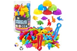 ATOWORLD Jeux Montessori 2 3 4 5 ans Jouet Sensoriel Jeux Educatif Enfant 2 ans Jeu Dinosaure Jouet pour Comptage et Tri Motricité Fine Montessori Jouets d'activité et de Développemen Apprendre les Couleurs