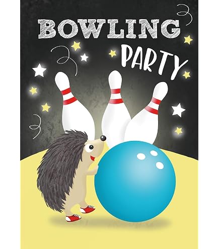 Minkocards 12 biglietti di invito per il 10° compleanno dei bambini, bowling, bowling, feste di bowling, inviti per il decimo compleanno delle ragazze