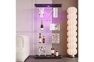 BLSYHDH Vitrina de Cristal Con LED, 2 Puertas y 4 Estantes - Gabinete Transparente Para Colección, Estatuillas, Salón y Bar (4 Pisos)