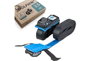 valonic DOLPHIN - 2x 3.5m tie down straps, 25mm, 500Kg, protection pad, TÜV Rheinl. / GS certified, EN-12195-2 - cam buckle, for roof rack, surfboard, kayak and paddle board, black