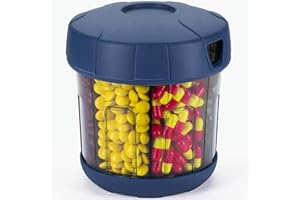 Mossime Pudełko na tabletki na suplementy z bardzo dużymi 7 przegródkami, miękka pokrywa TPU, łatwe otwieranie tabletek, organizer na leki, miesięczny organizer na leki, pojemnik na leki, butelka na