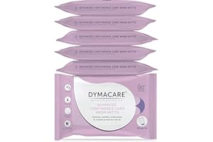 DYMACARE Advanced Continence Care Wash Mitts | Adult Fragrance-Free Premium Disposable Incontinence Skin Cleansing Cloths with Barrier Protection | Pack of 10 Mitts (6 Packs (60 mitts in total))