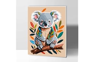 Modojuny pintura por números para adultos y niños, Paint by Numbers Kit con pigmento acrílico y pinceles, regalo y decoración de pared, 30 x 40 CM, koala colorido (con marco), más de 9 años