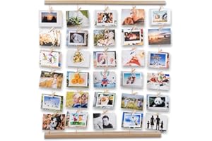 Uping Cornice Portafoto Cornice Multipla per Foto da Parete, Decorazioni per la casa Anniversario Matrimonio e Regalo (Colore Legno Naturale)