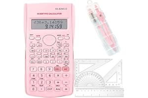 WZIOEPUL Scientific Calculators Protractor and Compass - Protractor and Compass for Geometry with Rulers and Two Set Squares and Scientific Calculators,240 Functions 2 Line 10+2 Digits,Desk Math for School
