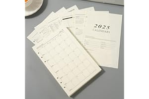 Bonhoom 2025 Wochenplaner Einlage A5, 6 Löcher Ringbuch Kalender, 176 Seiten Kalendereinlage, Nachfüllpapier für Planer, Tagebücher&Finanzmanagement - 140 mm x 206 mm