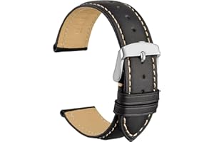 WOCCI Correas de Reloj de Cuero Vintage con Hebilla de Plata Inoxidable, Correa de Repuesto 14mm 16mm 18mm 19mm 20mm 21mm 22mm 23mm 24mm