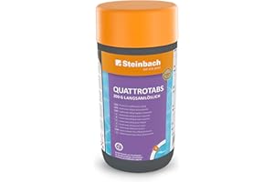 Steinbach Poolpflege Quattrotabs 200 g langsamlöslich - 0752601TV00-1 kg - 4-in-1 Chlortabletten mit Flockungsmittel - pH-Stabilisator & Algenverhütung - Multifunktionstabletten