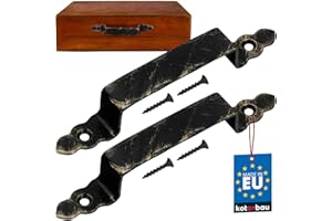 KOTARBAU® Zestaw 2 kutych klamek drzwiowych 200 mm czarny + stare złoto antyczny stalowy uchwyt do drzwi bramy furtki