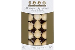 1880 - Almendras Artesanas Rellenas de Turrón de Crema a la Piedra Cubierta com Una Fina Capa de Oblea, Textura Crujiente, Bocados de Calidad Suprema, 165 g, 15 Unidades