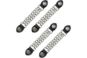 GIONAR 4 cadenas de extensión de chaleco, hebilla de chaleco, extensor de chaleco de motocicleta, accesorios de ropa de aleación de hip-hop, extensores de chaqueta con doble cadena de hierro para