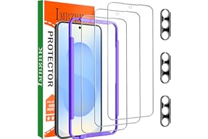 IMBZBK 3 Piezas Protector Pantalla para Samsung Galaxy S25 Cristal Templado con 3 Piezas Protector Camara Accesorios, Desbloqueo por Huella Dactilar, Funda de Compatibles