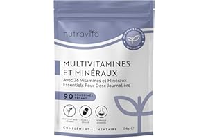 Nutravita Multivitamines et Minéraux - 90 Comprimés 26 Nutriments dont Zinc Fer Selenium Vitamine C A B D3 E K - Vitamines, Minéraux et Compléments Vegan Haute Absorption