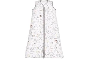 Chilsuessy Schlafsack Baby 2.5 Tog Winterschlafsack Babyschlafsack aus reine Baumwolle Winter Schlafanzug ohne Ärmel 70-130cm für Neugeborene und Kinder, Fröhlicher Zoo, 130cm/Baby Höhe 120-140cm
