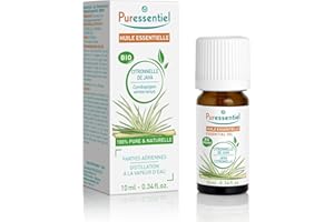 Puressentiel – Huile Essentielle Citronnelle de Java BIO – Contribue à repousser les moustiques et soulager les piqûres – 100% pure et naturelle – HEBDD – Cymbopogon winteranius – 10 ml