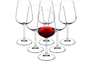 KADAX Bicchieri da Vino Rosso Realizzati in Vetro di Cristallo, Set 6er, 450 ml, Bellissimi Bicchieri da Vino con steli Alti, Vino Rosso per casa, Festa, Alta qualità, Ampie sottobicchieri