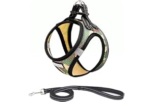Suredoo Pettorina Cane Taglia Piccola Riflettente, Pettorina per Gatti con Guinzaglio, Traspirante Imbracatura Cane Regolabile Imbottito per Cani Gatti Cuccioli Taglia Piccola (M, Camo Verde)